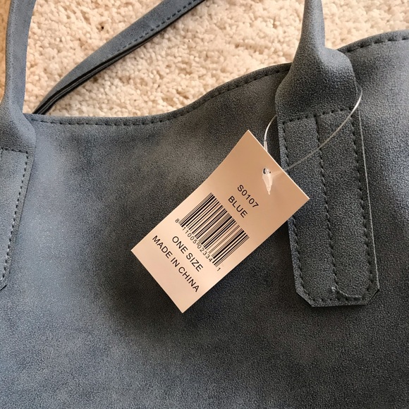 Saks Fifth Avenue Blue Faux Suede Tote - Picture 3 of 3
